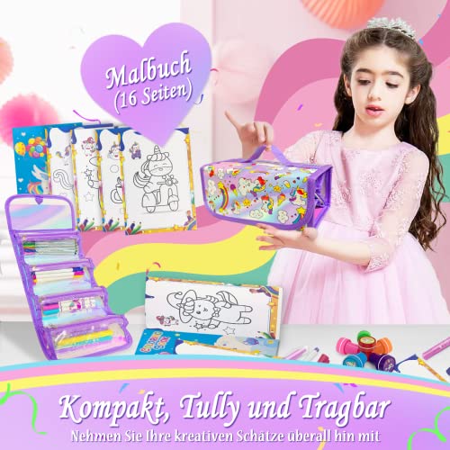 weirtoya Einhorn Geschenke für Mädchen 4 5 6 7 Jahre, Filzstifte Glitzerstifte Mädchen Spielzeug ab 4-7 Jahre Mädchen Einhorn Spielzeug Mädchen Geschenk