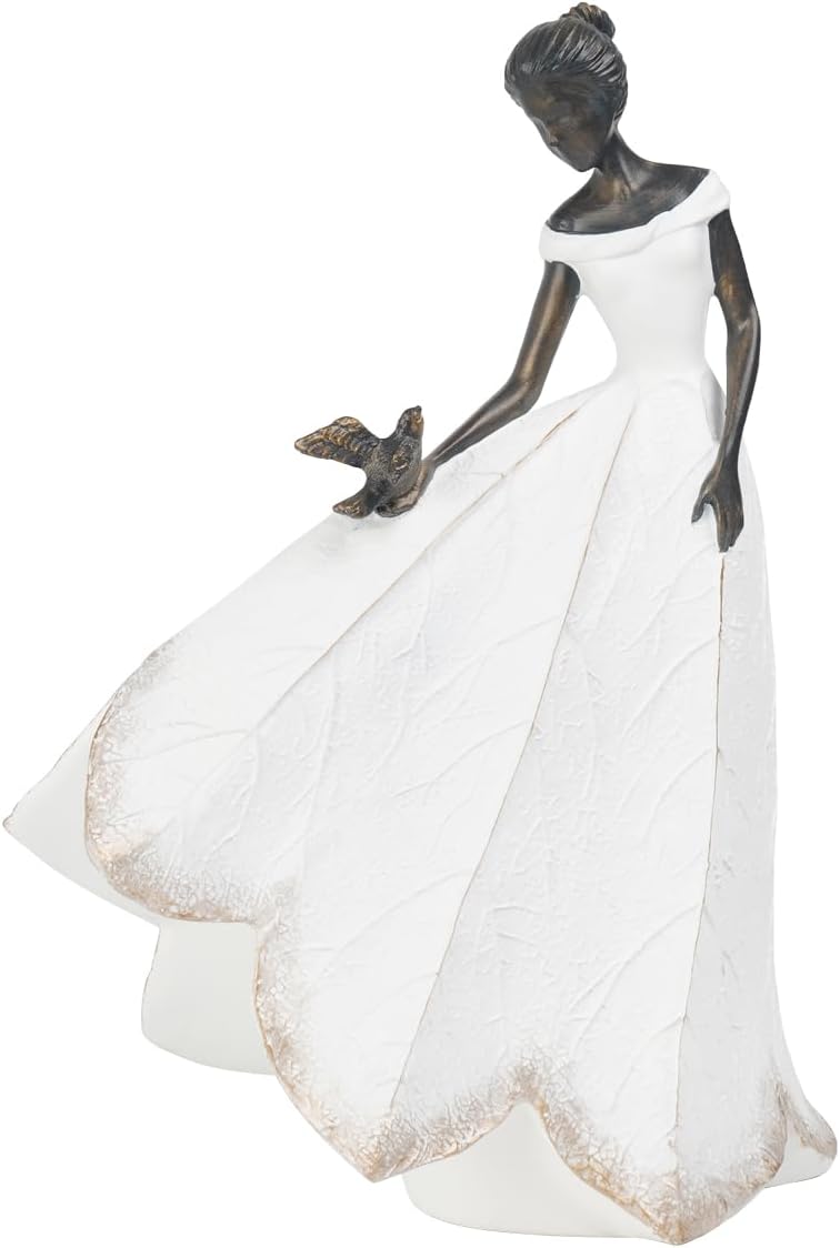 Guichifun Fairy Statue, White, 5.5 x 3.25 x 8 Inch | Leaf Angel Girls Resin, Living Room Bookshelf Decor, Garden Outdoor Bathroom Decorations, Figurines Gift, Home Decoration