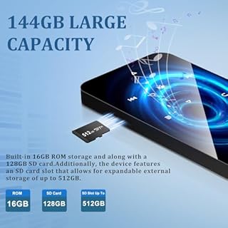 144GB MP3 Player, Bluetooth 5.2 Music Player, HiFi Sound Digital Music, Built-in HD Speaker, FM Radio, Voice Recorder, Earphones Included, MP3 Player for Friends, Kids, Students, Seniors (Black)