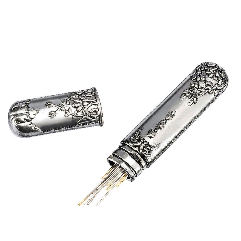 Juego de Tijeras de Costura Vintage con Estuche de Almacenamiento de Agujas de Metal, 5 Piezas, Kit de Bordado y Herramienta de Artesanía para Costureras, Artesanos y Diseñadores
