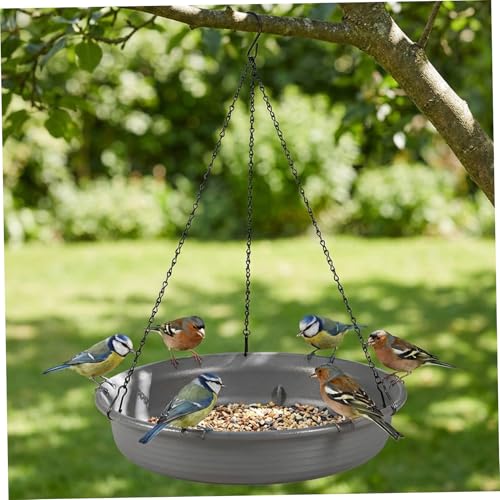 Bandeja de metal de 30 cm para alimentar aves silvestres colgando de árboles sin herramientas 4