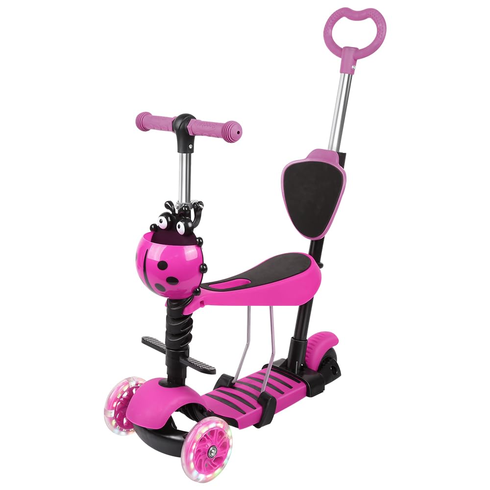 Trottinette à 3 Roues pour,Scooter Pliable coloré | Pont antidérapant réglable en Hauteur avec Roue Lumineuse LED, activités de Plein air pour garçons et Filles