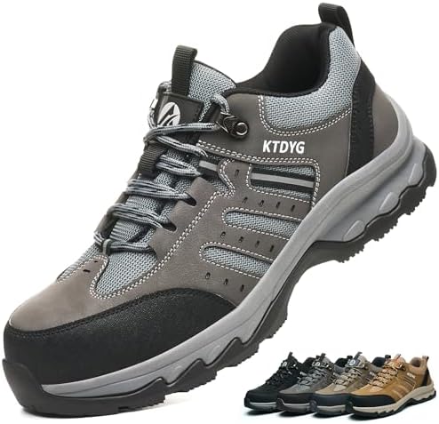 Veiligheidsschoenen Heren Dames Werkschoenen Lichtgewicht Sportieve Stalen Teen Schoenen Ademend Beschermend Schoenen 37-46EU, Grijs, 41EU