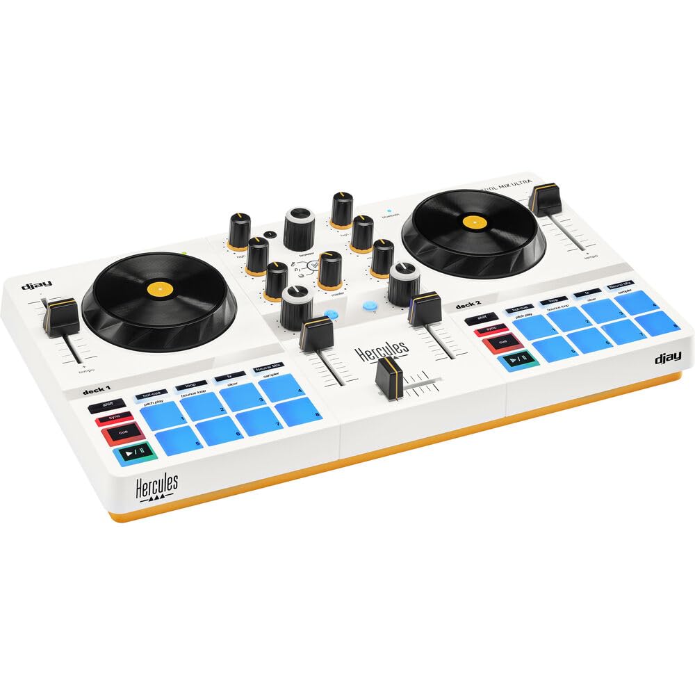 Hercules DJControl Mix Ultra - Controller DJ con custodia protettiva e cuffie Hercules HDP DJ45 con chiusura posteriore
