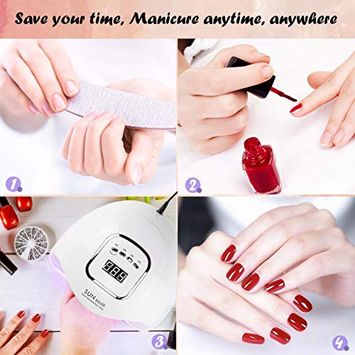 UV LED Nail Lamp, HIPPIH Nail Dryer for Gel and Regular Polish, Portable Nail UV Gel Nail Lamp with 4 Timer Setting, Professional Nail Polish Curing Lamps for Nail Art Design - Thumbnail 2
