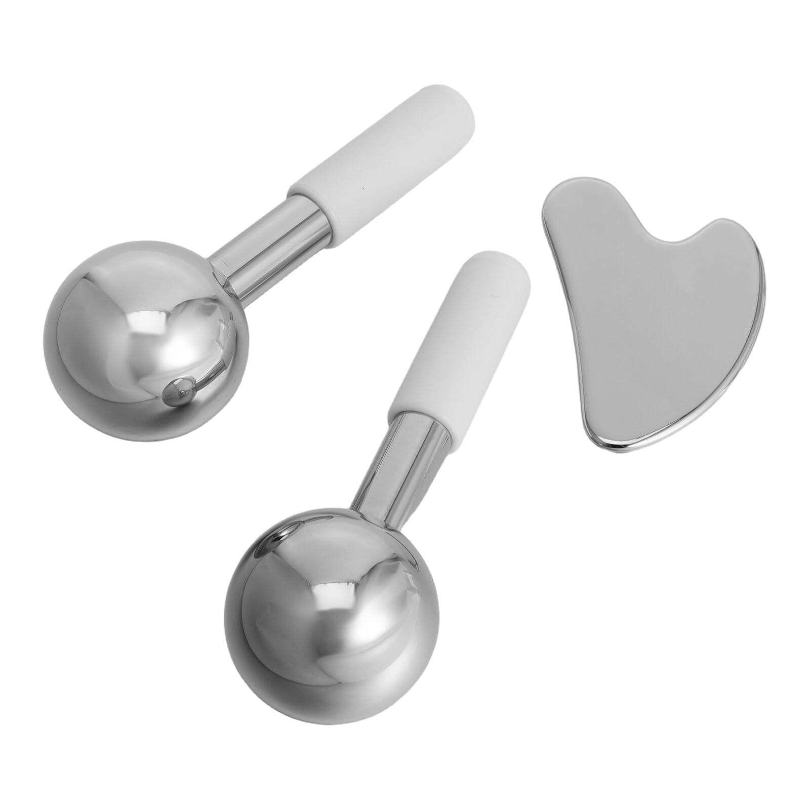 Set Gua Sha per Massaggio Viso e Corpo Rullo Metallo Rinfrescante, Tavoletta Gua Sha e Globuli Raffreddanti, Strumento Massaggio Multifunzionale per Sollievo Muscolare e Pelle,