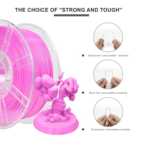 Image of iBOSS PETG 3D Printer Filament 1.75 mm Rose Pink 1KG (2.2lbs) Spool 3D Printing Filament, Dimensional Accuracy + /- 0.02 mm, Neatly Wound 3D Filament Fit Most FDM 3D Printers (PETG Rose Pink)
