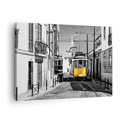 Toile Tram Portugal Lisbonne 70x50cm créant une ambiance de voyage dans votre cuisine