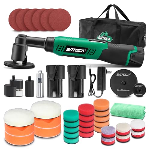 BATOCA S6 Micro Cordless Polisher for Car Detailing,2 2.0Ah Batteries,RO&DA Polishing,Mini Car Buffer,25mm/75mm Backingplates,6 Speeds 1000-5000RPM for Polishing,Sanding Motorcycle