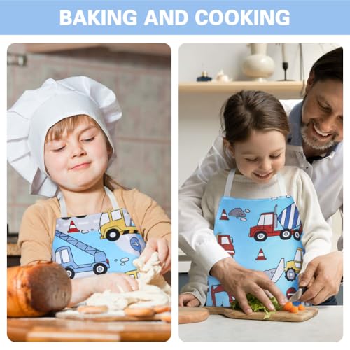 ABOHU Kids Aprons, 2 Pcs Child Chef Aprons, Childrens Kids Toddler Waterproof Play Apron, Cartoon Style Toddler Children Painting Apron, Children Kitchen Apron for Kids Toddler Painting Baking Artist - Image 4