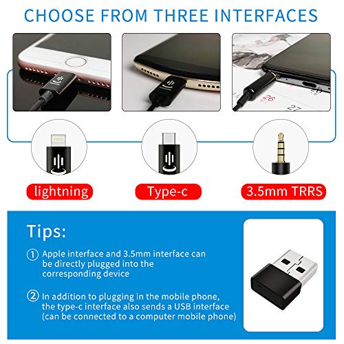 Professionelles Lavalier-Mikrofon, omnidirektionales Mikrofon, 360° Einfaches Anstecken, nur für USB-C-Schnittstelle… – Bild 3