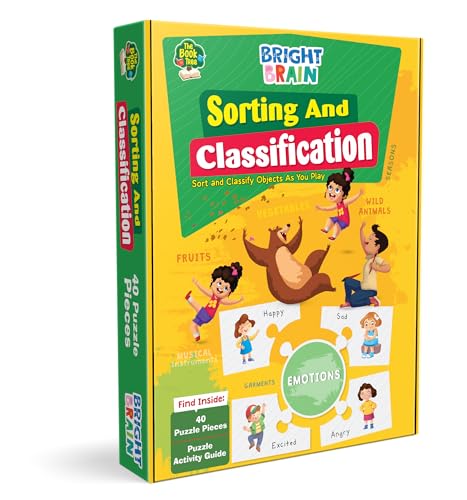 Image of The Book Tree Bright Brain Sorting & Classification Puzzle - Sort by Categories: Seasons, Wild Animals & More - 40 Pieces - for Kids Age 3+ - Gift Box by Majestic Book Club