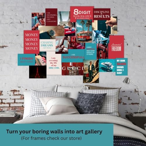 Image of Good Hope Hustler's Vision Board Wall Collage Posters Set of 24 Pcs without Frame 10 A4 Size 8x10 & 14 A5 size Prints for Money Motivation For Room Wall