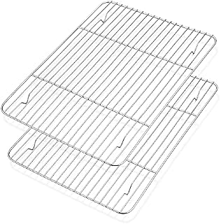 Cooling Rack Set of 2, Herogo Stainless Steel Wire Grill Rack for Baking Roasting Cooling, 38.6 x 28.4 x 1.5cm, Large Rectangle Oven Rack for Cake Cookie Bread, Oven Safe & Dishwasher Safe