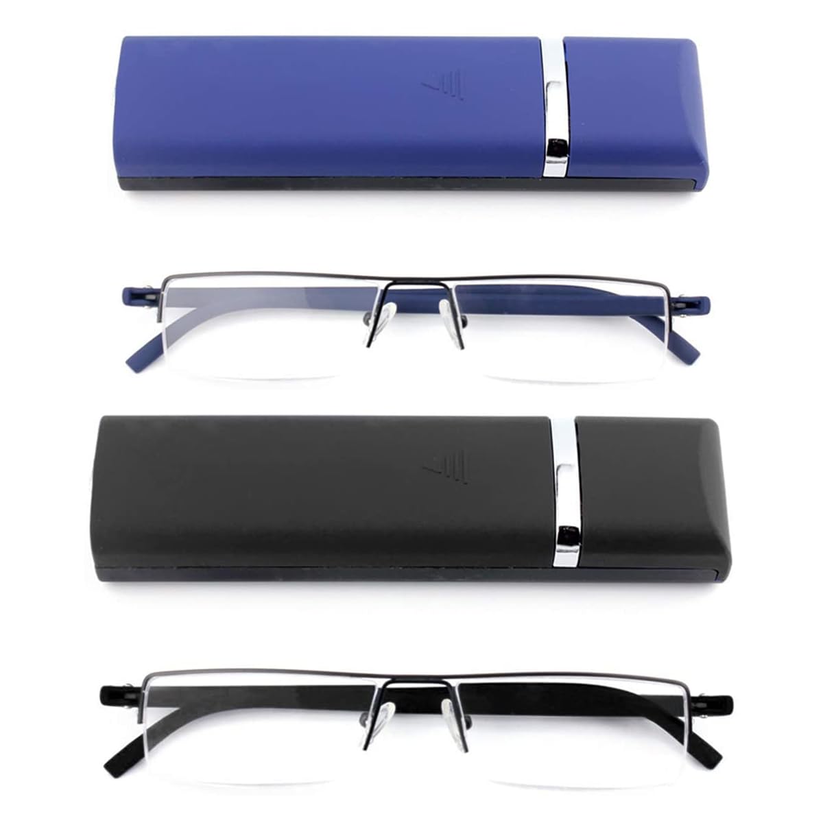 KoKoBin Ultraleichte TR90 Lesebrillen Herren Damen Klassische Metall Sehhilfe Halbrandbrille Schmal Stil Brille Lesehilfe mit Etui und Brillenputztuch