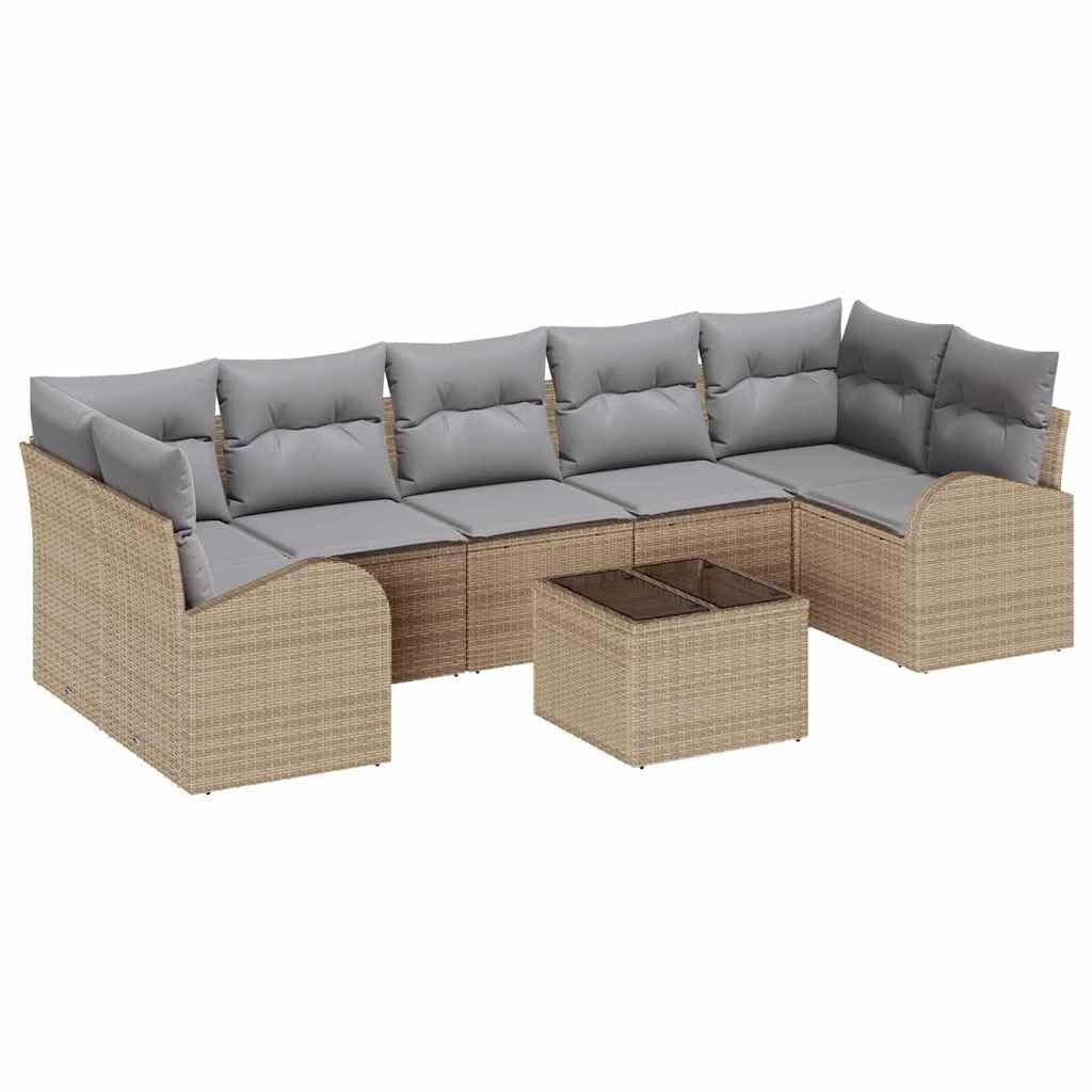 Zestaw sof ogrodowych, beżowy, 55 x 55 x 37 cm, polirattan, modułowa konstrukcja na taras, meble outdoorowe, odporna na promieniowanie UV, trwała, do ogrodu