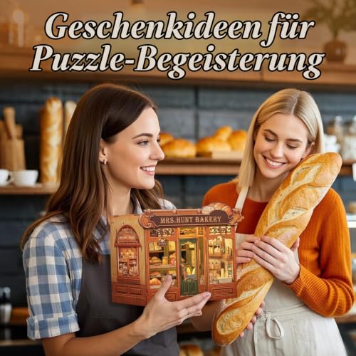 Fsolis Book Nook Bäckerei – Modernes Miniaturhaus mit LED Beleuchtung – Holzpuzzle inklusive Möbelset und Zubehör… – Ansicht 5