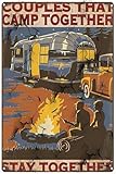 Plaque murale en aluminium de style vintage avec inscription « Camping Couple Lover Couples That Camp Together Stay Together »   20,3 x 30,5 cm