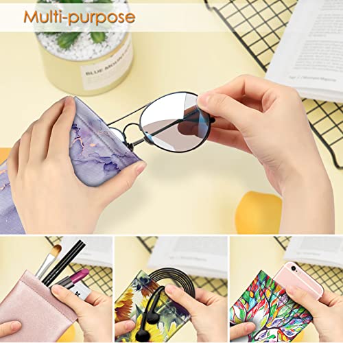 Image of FINTIE Soft Eyeglasses Case with Cleaning Cloth, Portable Squeeze Top Vegan Leather Glasses Pouch, Sunglasses Eyewear Bag