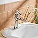 BWE Bathroom Sink Faucet with Supply Line Lead-Free Brushed Nickel One Hole Single Handle Waterfall Lavatory Faucets Mixer Tap Deck Mount