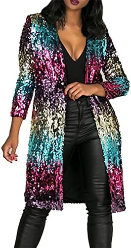 RED DOT BOUTIQUE - 610 - Long Sleeves Full Sequins Open Front Cardigan Cover-up Jacket Coat (Multi Color, 3X)
