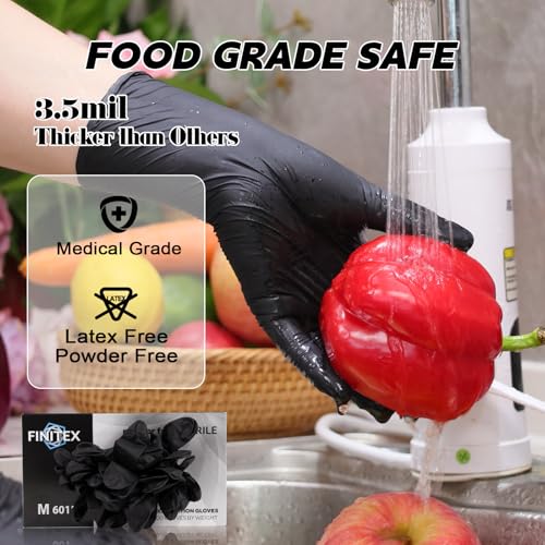 Image of FINITEX Nitrile Disposable Gloves-Black, 5mil, 100PCS S and Black, 3.5mil, 100pcs S