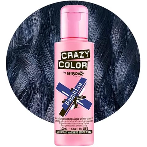 4 X Crazy Color Renbow Semi-Permanent Hair Colour Cream Dye 100ml Box of Four-Sapphire Cover