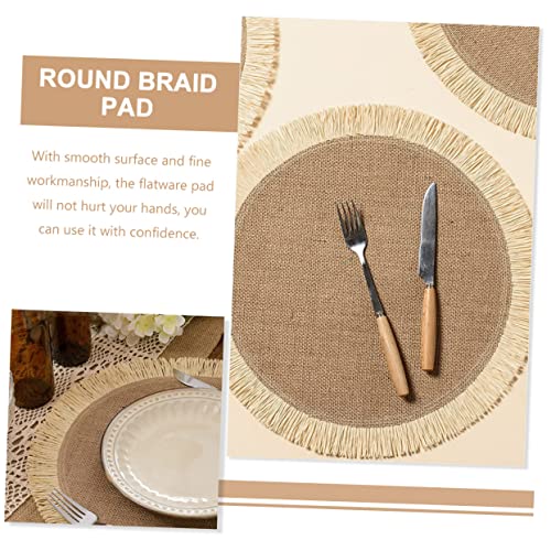 Set de table tissé rond isolant thermique en jute blanc x6 - 5