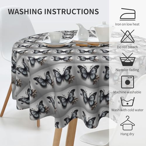 Nappe ronde grise anti-tache pour protéger la table de ferme des salissures