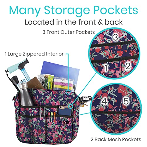 Vive Rollator Bag - Universal Travel Tote For Carrying Accessories On Wheelchair, Rolling Walkers, Transport Chairs, Mobility Scooters - Lightweight Handicap Medical Mobility Aid - For Women, Seniors #TOP2
