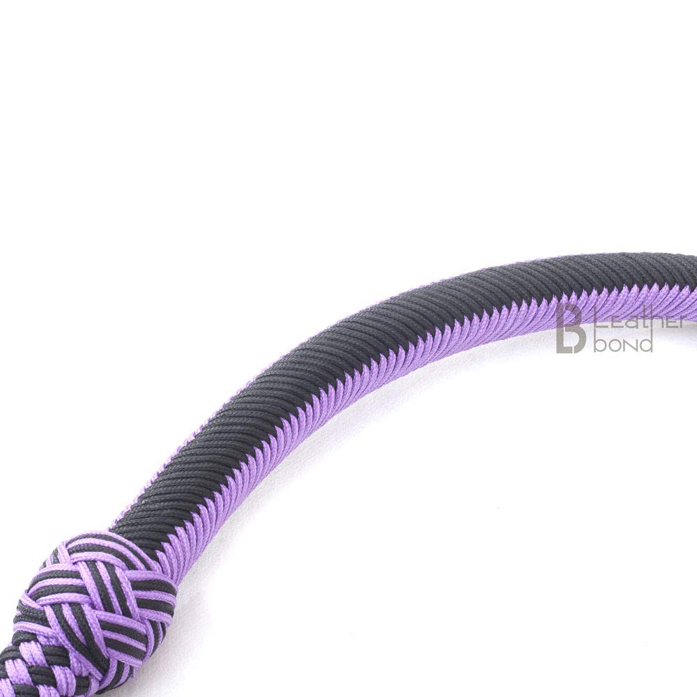 Paracord Nylon Bull Whip 10 Foot 28 Plait Purple & Black Bullwhip Hand Crafted Heavy Duty