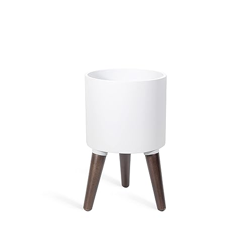 D'vine Dev 8 Inch Planter Pot with Stand, Mid-Century Tall