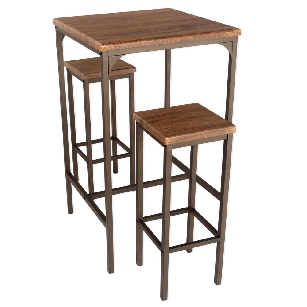 YELLOO - Set tavolo alto da bar con sgabello bar per uso interno, Ilot Central Cucina, tavolo da cucina piccolo spazio per intrattenere gli ospiti (Viareggio, 1 tavolo + 2 sgabelli)