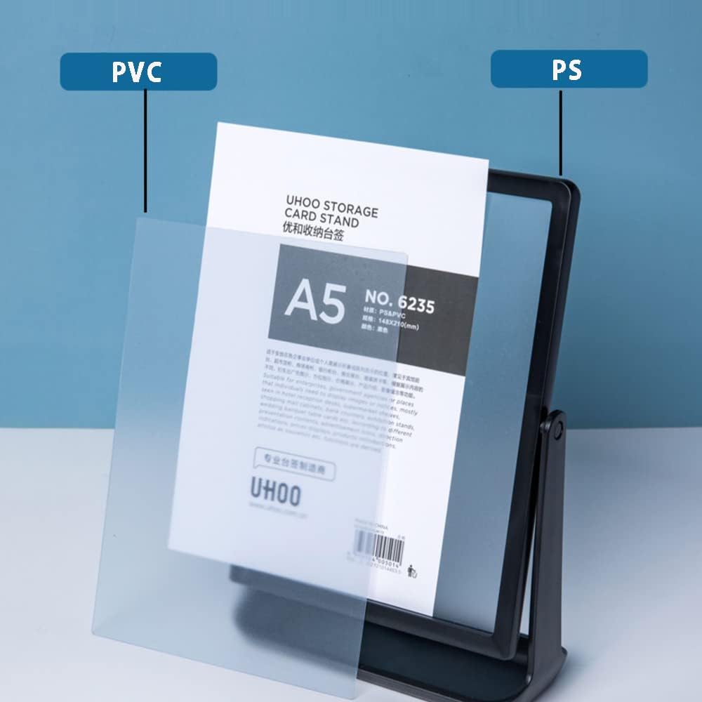 ABS Plastic Sign Holder, Menu Displays T Shape Sign Stand, Rotating Display Stand for Ads, Menu, Photos, Business Card (Black A5 148×210mm/ 5.83×8.27 inches) - Image 9