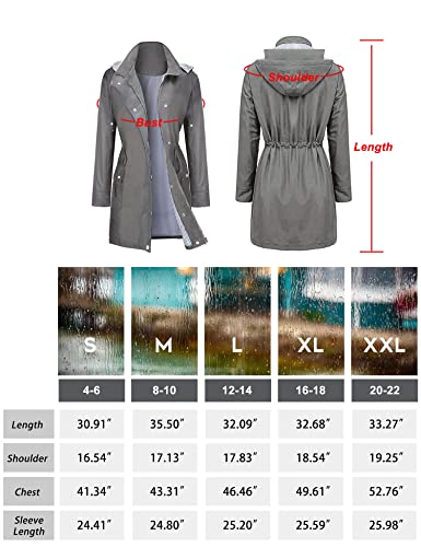Bbx Lephsnt Raincoat For Women With Hood Waterproof Rain Jacket Outdoor Windbreaker Trench Coat Grey L #TOP5