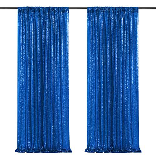 4th of July Party Decorations,2 Panels 3FTx8FT Navy Blue Sequin Backdrop Curtains, Glitter Party Decorations Background Drapes for Birthday Party Graduation Photo Booth Decor