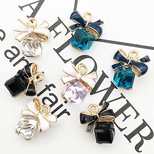 Mybuddy 12Pcs Colorful Cubic Crystal Dangle Charms,Assorted Rhinestone Pendants Gold Plated Handmade Dangle Bead Charms For Diy Jewelry Making Necklace Bracelet Earring Keychain Accessories #TOP1
