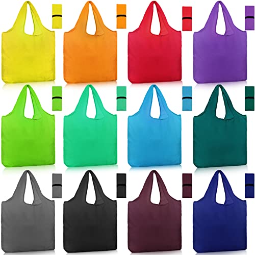 Wiederverwendbare Einkaufstaschen, faltbar, bunt, maschinenwaschbar, aus Polyester, wiederverwendbar, strapazierfähig, mit Griffen für Reisen, Outdoor, Zuhause, 36 Stück, mehrfarbig, Large Cover