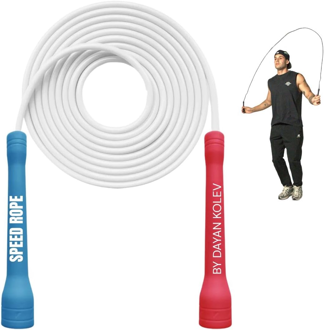 Swissskip Speed Jump Rope by Dayan Kolev, 5mm PVC Skipping Rope, Great for Beginners and Advanced Athlets, Designed for Fitness, Cardio, Boxing & CrossFit, Adjustable length with Unbreakable Handles