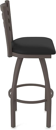 Miniatura 5 de 410 Jackie Taburete de bar giratorio de 36 pulgadas con acabado bronce y asiento de vinilo negro Vinilo negro,Canter Burdeos,Tierra Canter,Canter