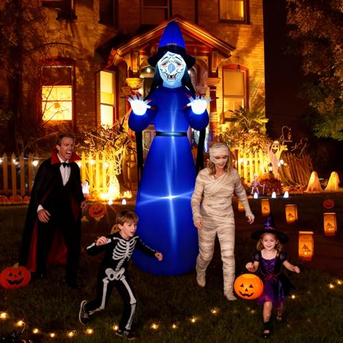Sorcière Halloween Gonflable Lumineuse 10ft Décoration Extérieure Imperméable
