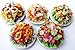 5 Assorted Salad with Plate for Dollhouse Miniature Food 1:6 Scale Realistic Clay Food for Dollhouses, Doll Accessories (A)