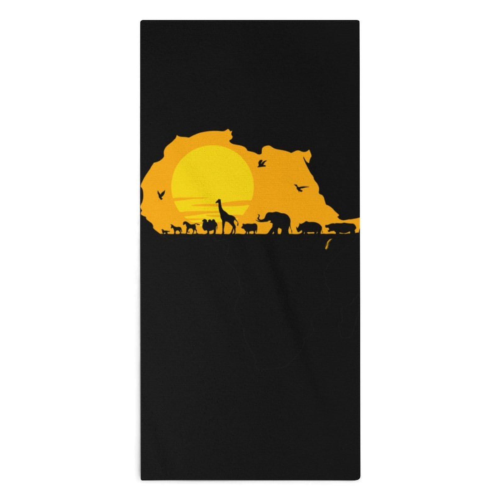 NCLQVJXZKHW African Map with Wild Animals Hand Towels Soft Face Towel Gym Bathroom Travel Hotel 13"x28"