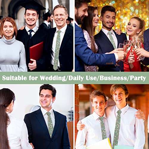 Image of Mantieqingway Men Skinny Tie Cotton Floral Necktie for Wedding Groomsmen Tie