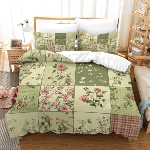 Housse de couette fleurs vintage 3D microfibre de qualité supérieure - 3