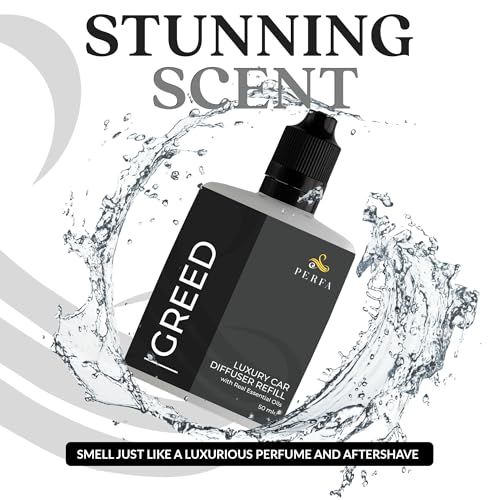 Image of Greed Diffuser Refill 50ml Bottle | Strong Car Freshener with Car Odor Eliminator Technology | Long Lasting Automotive Car Air Freshener by Perfa