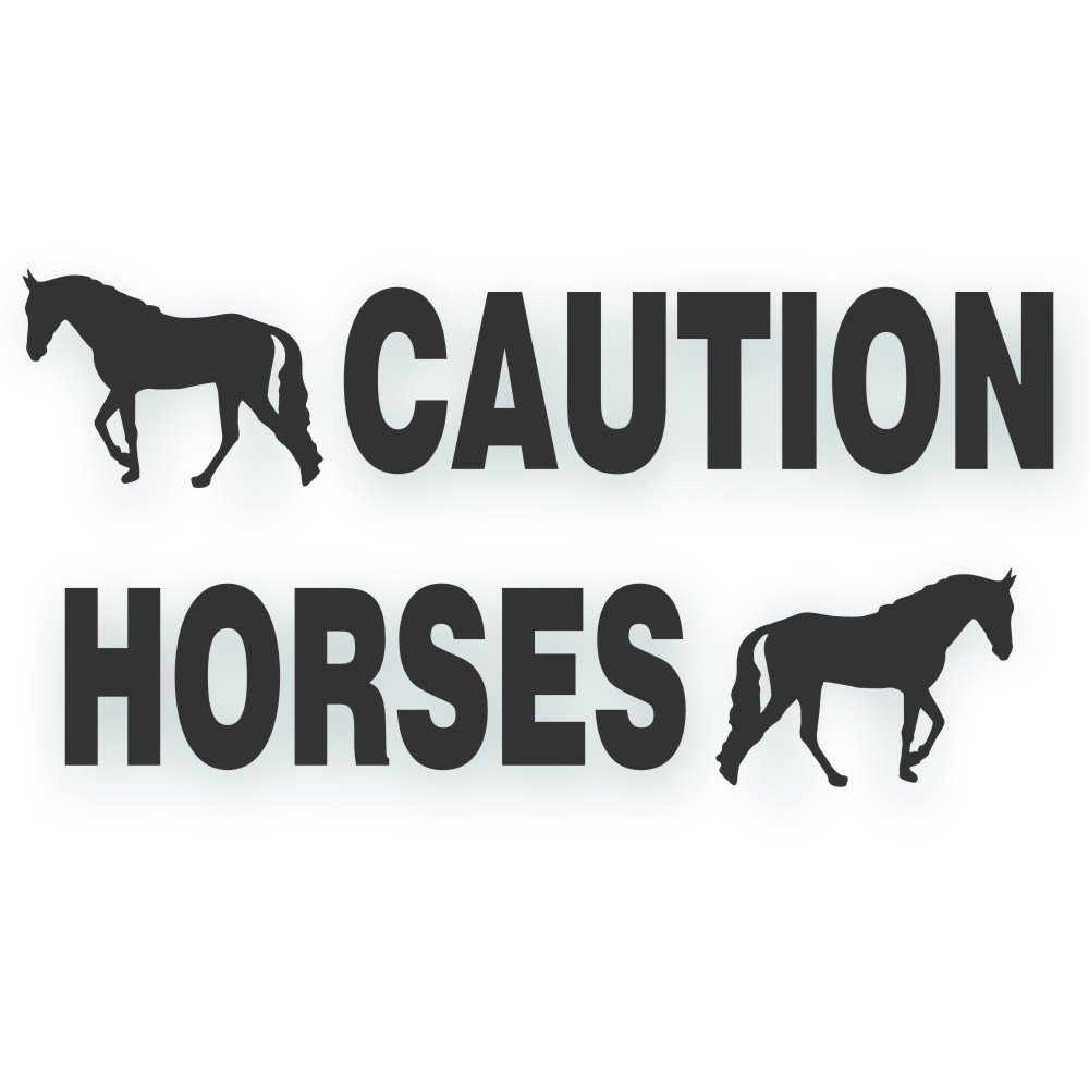 Adesivo Riflettente 'CAUTION HORSES IN TRANSIT' – Per Rimorchi, Trailer Cavalli E Camper