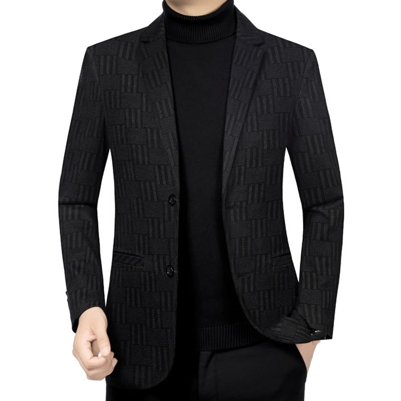 Mens Dark Coffee Plaid Casual Blazers Slim Fit Sport Coats Two Button Suit Jacket for Daily Party Business