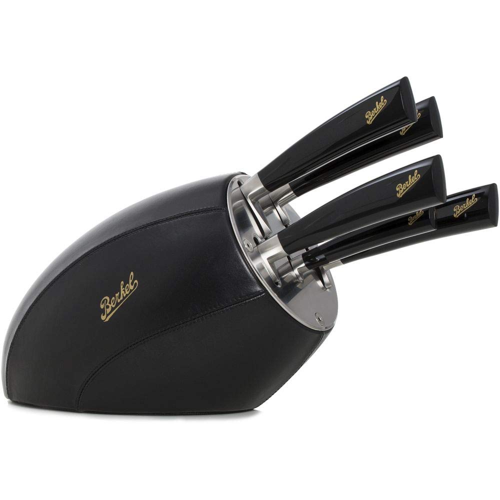 Berkel Elegance Sense Knife Block 5-pc Knife Set Included Stainless Steel Blades Versatile Elegant Made in Italy Black