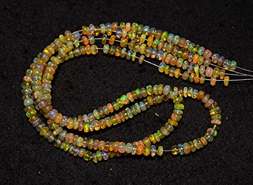 Perles opales rondelles lisses en fil de 13" pour fabriquer un cadeau d'anniversaire unique